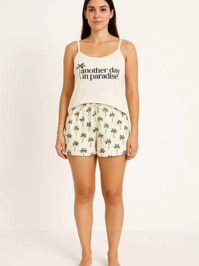 Pijama Feminino Alça Algodão Estampado Sonno Blu