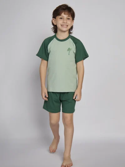 Pijama Infantil Algodão Conforto Verde Sonno Blu